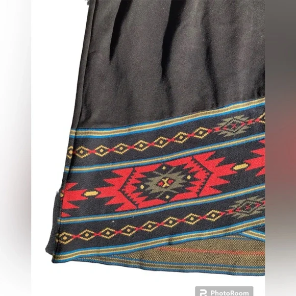 NWOT Midnight Velvet Stretchy Black Skirt Faux Wrap w/Tribal Aztec Weste… - Picture 2 of 6